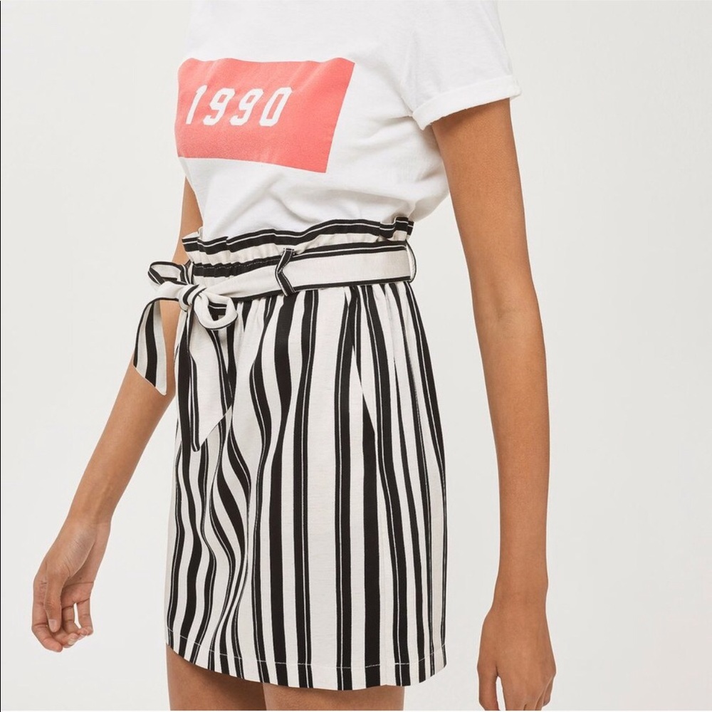 Topshop black and white striped skirt